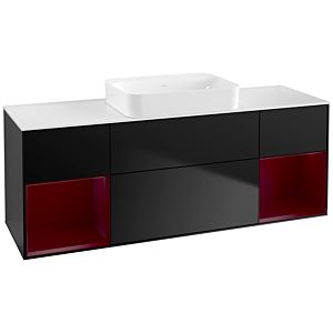 Villeroy und Boch Finion Waschtischunterschrank G741HBPD 160x60,3x50,1cm, Regale Peony matt lacquer, Black matt lacquer