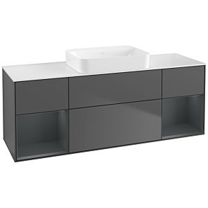 Villeroy und Boch Finion Waschtischunterschrank G741HGGK 160x60,3x50,1cm, Regale Midnight matt lacquer, Anthracite matt