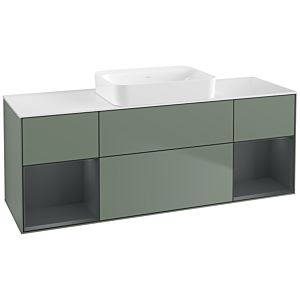 Villeroy und Boch Finion Waschtischunterschrank G741HGGM 160x60,3x50,1cm, Regale Midnight matt lacquer, Olive Matt Lacquer