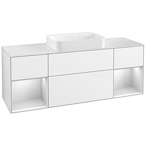Villeroy et Boch Finion Villeroy et Boch G741MTGF 160x60,3x50,1cm, étagères laqué blanc mat, laqué blanc brillant