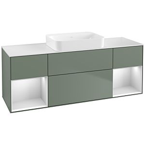 Villeroy und Boch Finion Waschtischunterschrank G741MTGM 160x60,3x50,1cm, Regale White matt lacquer, Olive Matt Lacquer