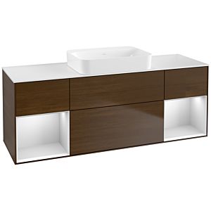Villeroy und Boch Finion Waschtischunterschrank G741MTGN 160x60,3x50,1cm, Regale White matt lacquer, Walnut veneer