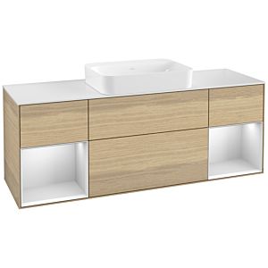 Villeroy et Boch Finion G741MTPC 160x60,3x50,1cm, étagères laqué blanc mat, Oak Veneer