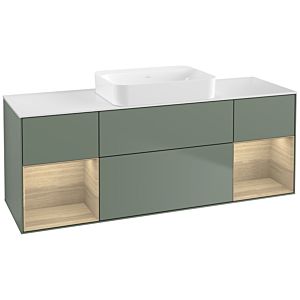 Villeroy und Boch Finion Waschtischunterschrank G741PCGM 160x60,3x50,1cm, Regale Oak Veneer, Olive Matt Lacquer