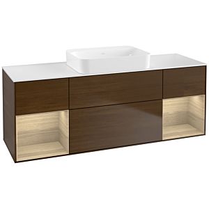 Villeroy und Boch Finion Waschtischunterschrank G741PCGN 160x60,3x50,1cm, Regale Oak Veneer, Walnut veneer