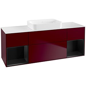 Villeroy und Boch Finion Waschtischunterschrank G741PDHB 160x60,3x50,1cm, Regale Black matt lacquer, Peony Matt