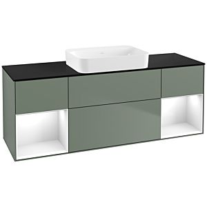 Villeroy et Boch Finion G742GFGM 160x60.3x50.1cm, étagères Laque blanche brillante, Olive Matt Lacquer