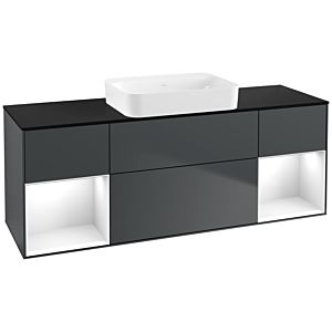 Villeroy und Boch Finion Waschtischunterschrank G742GFHG 160x60,3x50,1cm, Regale Glossy white lacquer, Midnight Blue Matt Lacquer