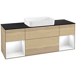 Villeroy und Boch Finion Waschtischunterschrank G742GFPC 160x60,3x50,1cm, Regale Glossy white lacquer, Oak Veneer