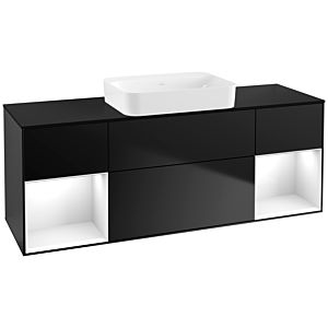 Villeroy et Boch Finion Villeroy et Boch G742GFPD 160x60.3x50.1cm, étagères Laque blanche brillante, Laque noire mate