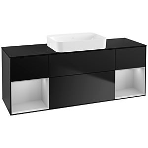 Villeroy und Boch Finion Waschtischunterschrank G742GJPD 160x60,3x50,1cm, Regale Light grey matt lacquer, Black matt lacquer