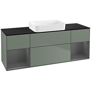 Villeroy und Boch Finion Waschtischunterschrank G742GKGM 160x60,3x50,1cm, Regale Anthracite matt lacquer, Olive Matt Lacquer