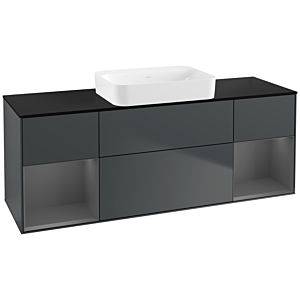Villeroy und Boch Finion Waschtischunterschrank G742GKHG 160x60,3x50,1cm, Regale Anthracite matt lacquer, Midnight Blue Matt Lacquer