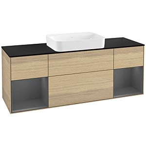Villeroy und Boch Finion Waschtischunterschrank G742GKPC 160x60,3x50,1cm, Regale Anthracite matt lacquer, Oak Veneer