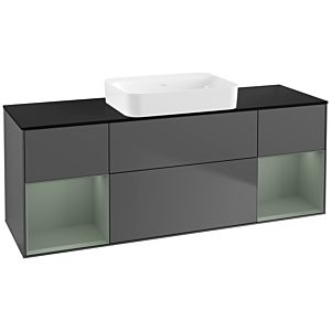 Villeroy und Boch Finion Waschtischunterschrank G742GMGK 160x60,3x50,1cm, Regale Olive matt lacquer, Anthracite matt