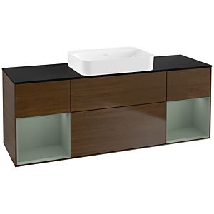 Villeroy und Boch Finion Waschtischunterschrank G742GMGN 160x60,3x50,1cm, Regale Olive matt lacquer, Walnut veneer