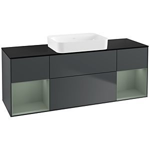 Villeroy und Boch Finion Waschtischunterschrank G742GMHG 160x60,3x50,1cm, Regale Olive matt lacquer, Midnight Blue Matt Lacquer