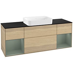 Villeroy und Boch Finion Waschtischunterschrank G742GMPC 160x60,3x50,1cm, Regale Olive matt lacquer, Oak Veneer