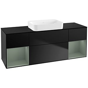 Villeroy und Boch Finion Waschtischunterschrank G742GMPD 160x60,3x50,1cm, Regale Olive matt lacquer, Black matt lacquer