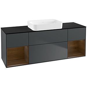 Villeroy und Boch Finion Waschtischunterschrank G742GNHG 160x60,3x50,1cm, Regale Walnut veneer, Midnight Blue Matt Lacquer