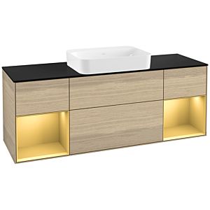 Villeroy et Boch Finion G742HFPC 160x60.3x50.1cm, étagères laqué mat or, Oak Veneer