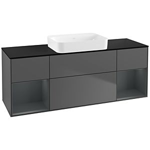 Villeroy und Boch Finion Waschtischunterschrank G742HGGK 160x60,3x50,1cm, Regale Midnight matt lacquer, Anthracite matt