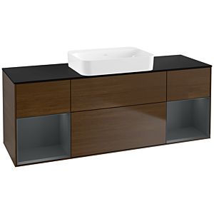 Villeroy et Boch Finion Villeroy et Boch G742HGGN 160x60.3x50.1cm, étagères Laque mat minuit, placage noyer