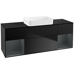 Villeroy und Boch Finion Waschtischunterschrank G742HGPD 160x60,3x50,1cm, Regale Midnight matt lacquer, Black matt lacquer