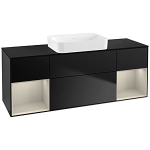 Villeroy und Boch Finion Waschtischunterschrank G742HHPD 160x60,3x50,1cm, Regale sand matt lacquer, Black matt lacquer
