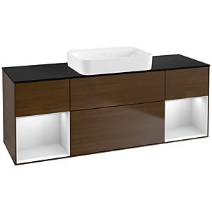 Villeroy und Boch Finion Waschtischunterschrank G742MTGN 160x60,3x50,1cm, Regale White matt lacquer, Walnut veneer
