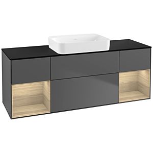 Villeroy und Boch Finion Waschtischunterschrank G742PCGK 160x60,3x50,1cm, Regale Oak Veneer, Anthracite matt