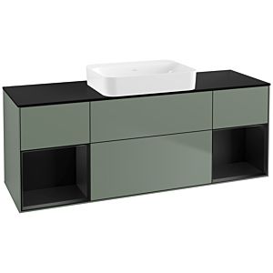 Villeroy und Boch Finion Waschtischunterschrank G742PDGM 160x60,3x50,1cm, Regale Black matt lacquer, Olive Matt Lacquer