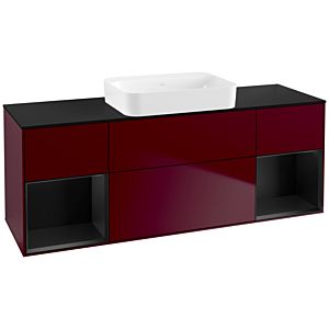 Villeroy et Boch Finion G742PDHB 160x60.3x50.1cm, étagères laqué noir mat, Peony Matt