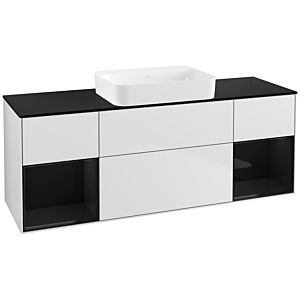 Villeroy und Boch Finion Waschtischunterschrank G742PHMT 160x60,3x50,1cm, Regale Glossy black lacquer, White matt lacquer