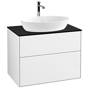 Villeroy und Boch Finion Waschtischunterschrank G75200GF 80x60,3cm, Emotion, Abdeckplatte black matt, Glossy white lacquer