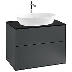 Villeroy und Boch Finion Waschtischunterschrank G75200HG 80x60,3cm, Emotion, Abdeckplatte black matt, Midnight Blue Matt Lacquer