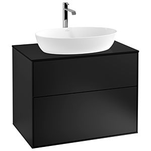 Villeroy und Boch Finion Waschtischunterschrank G75200PD 80x60,3cm, Emotion, Abdeckplatte black matt, Black matt lacquer