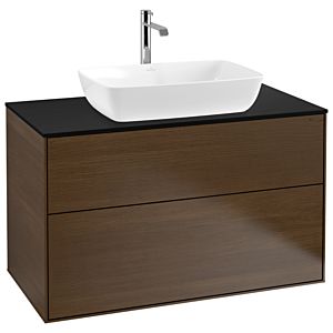 Villeroy und Boch Finion Waschtischunterschrank G76200GN 100x60,3cm, Emotion, Abdeckplatte black matt, Walnut veneer