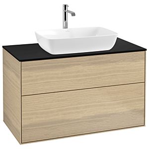 Villeroy et Boch Finion G76200PC 100x60.3cm, Emotion, plaque de recouvrement noir mat, Oak Veneer