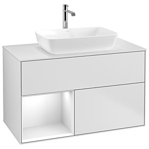 Villeroy and Boch Finion Villeroy and Boch Finion G771GFMT 100cm, cover plate white matt, Emotion, shelves Glossy white lacquer, white matt lacquer