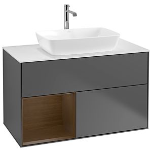 Villeroy and Boch Finion Villeroy and Boch Finion G771GNGK 100cm, cover plate white matt, Emotion, shelves Walnut Veneer , anthracite matt