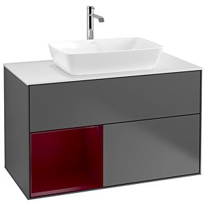 Villeroy and Boch Finion Villeroy and Boch Finion G771HBGK 100cm, cover plate white matt, Emotion, shelves Peony matt lacquer, anthracite matt