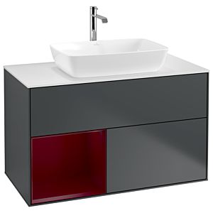 Villeroy et Boch Finion Villeroy et Boch G771HBHG 100cm, plaque de recouvrement blanc mat, Emotion, étagères Peony laqué mat, Midnight Blue Matt Lacquer