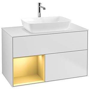 Villeroy and Boch Finion Villeroy and Boch Finion G771HFMT 100cm, cover plate white matt, Emotion, shelves gold matt lacquer, white matt lacquer