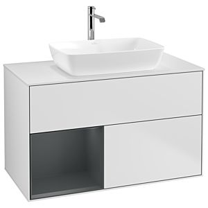 Villeroy and Boch Finion Villeroy and Boch Finion G771HGMT 100cm, cover plate white matt, Emotion, shelves midnight matt lacquer, white matt lacquer