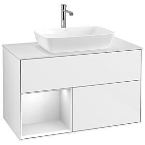 Villeroy and Boch Finion Villeroy and Boch Finion G771MTGF 100cm, cover plate white matt, Emotion, shelves white matt lacquer, glossy white lacquer