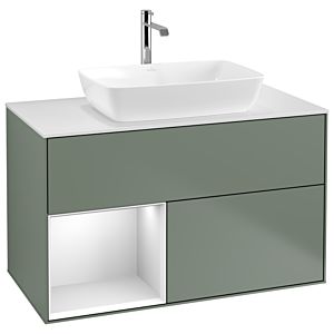 Villeroy and Boch Finion Villeroy and Boch Finion G771MTGM 100cm, cover plate white matt, Emotion, shelves white matt lacquer, Olive Matt Lacquer