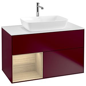 Villeroy et Boch Finion Villeroy et Boch G771PCHB 100cm, plaque de recouvrement blanc mat, emotion, étagères Oak Veneer , Peony Matt