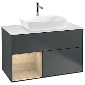 Villeroy et Boch Finion Villeroy et Boch G771PCHG 100cm, plaque de recouvrement blanc mat, Emotion, étagères Oak Veneer , Midnight Blue Matt Lacquer