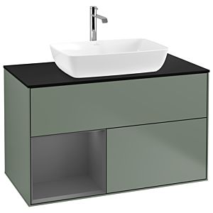Villeroy and Boch Finion Villeroy and Boch Finion G772GKGM 100cm, cover plate black matt, Emotion, shelves anthracite matt lacquer, Olive Matt Lacquer